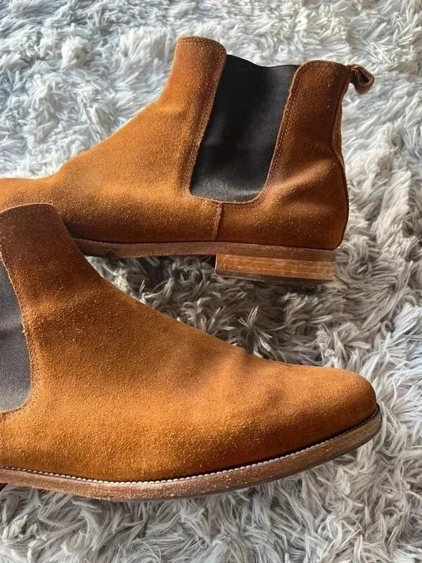 Vintage Bobbies Paris Brown Genuine Leather suede Chelsea boots Size 44EU – photo 9